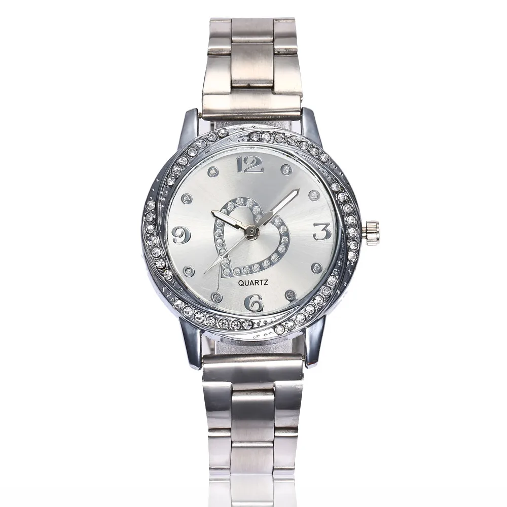 Часы наручные женские кварцевые круглые с браслетом из нержавеющей стали |