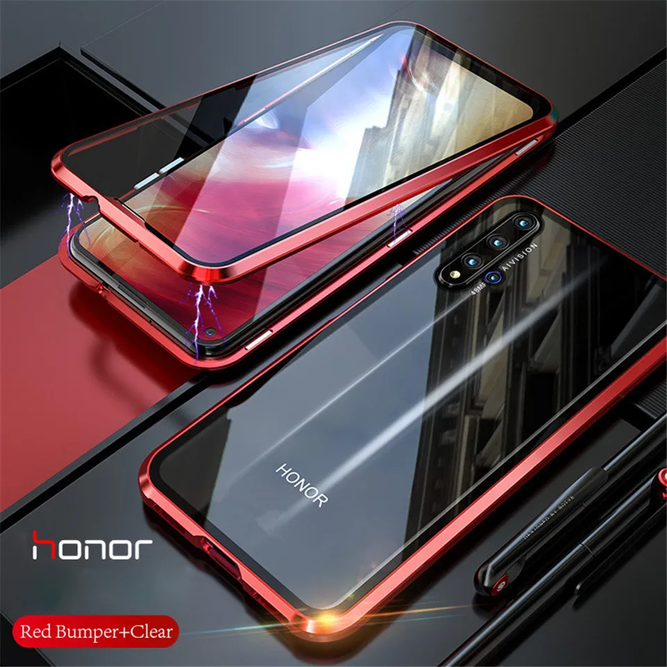 Чехол на Huawei Honor 20 чехол Honor20 Хуавей Хонор 20 про 360 Полный Магнитный чехол Передняя Задняя стеклянная крышка huawei Honor 20 Pro Чехол магнит закаленное стекло крышка