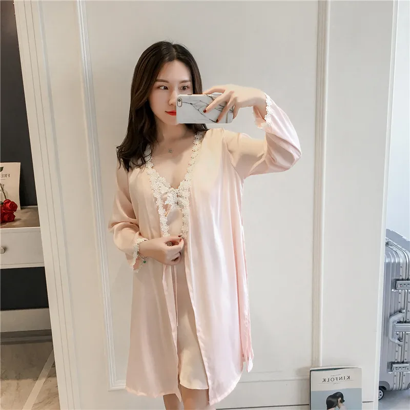 Горячая Летняя атласная ночная рубашка сексуальная шелковая женская короткая