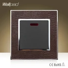 Настенный выключатель Wallpad, 45 А, коричневая кожа, переключатель для кондиционера, 45 А, со светодиодной подсветкой, горячая Распродажа