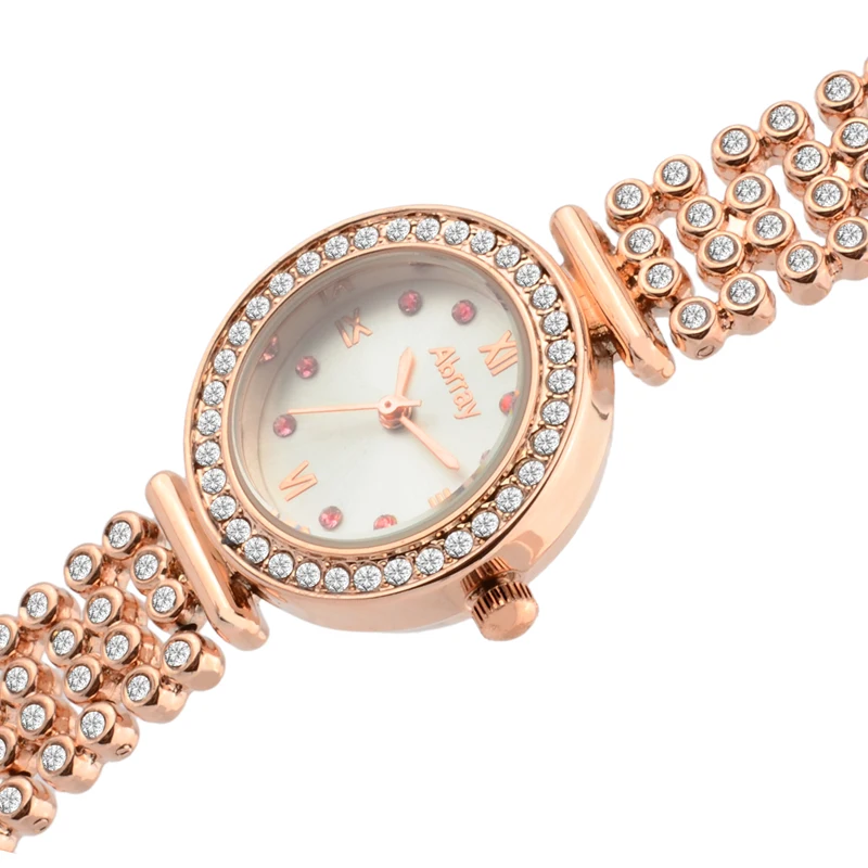 Abrray Rose Gold Rhinestone Bracelet Bezel Fashion Business Wristwatch Luxury Japanese Quartz Movement Women Watch | Наручные часы