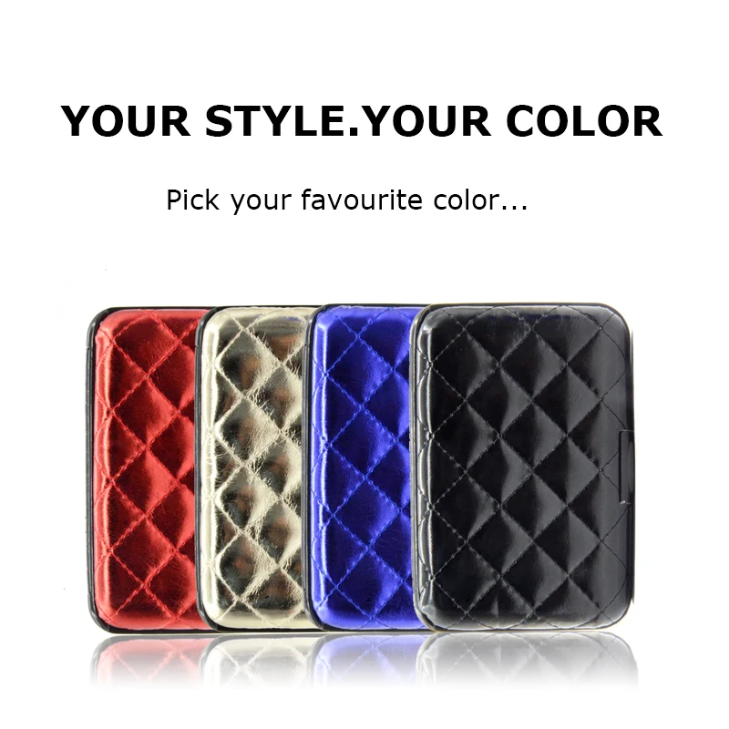 

BONAMIE RFID Blocking Girl's Aluminium Card Wallet Women Metal Business Credit Card&ID Holder Blue Bank Card Case For Female New
