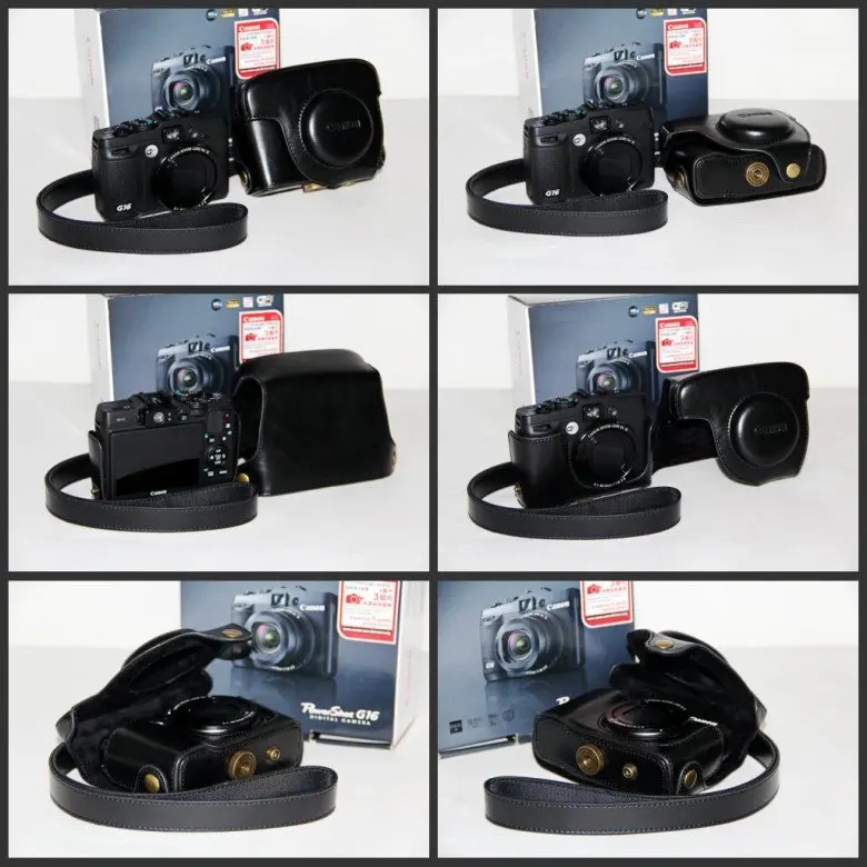 Черный/коричневый/розовый/кофейный кожаный чехол для камеры цифровой Canon G15 G16