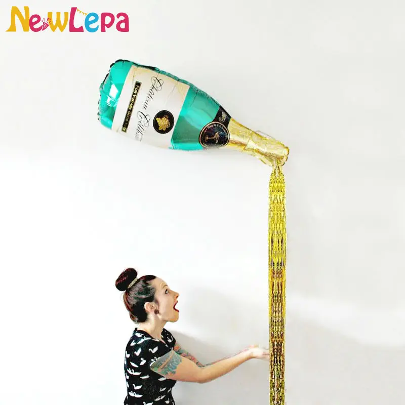 Новогодний золотой флакон с кисточками фольгированный шар девичник декор для