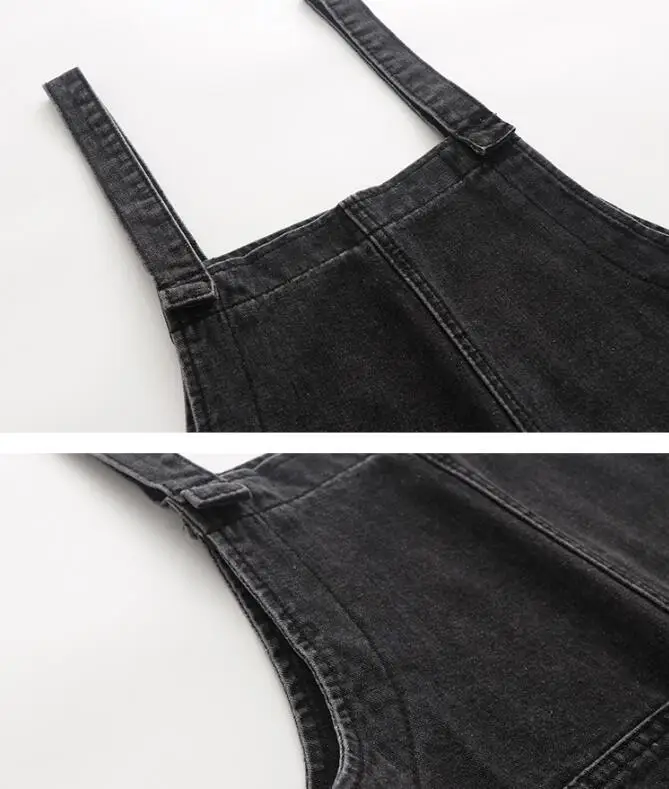 Black Jumpsuit Autumn Women 2018 New Loose Wide Leg Streewear Denim Overalls 4 Pockets Fashion Cool Jeans Jumpsuits | Женская одежда