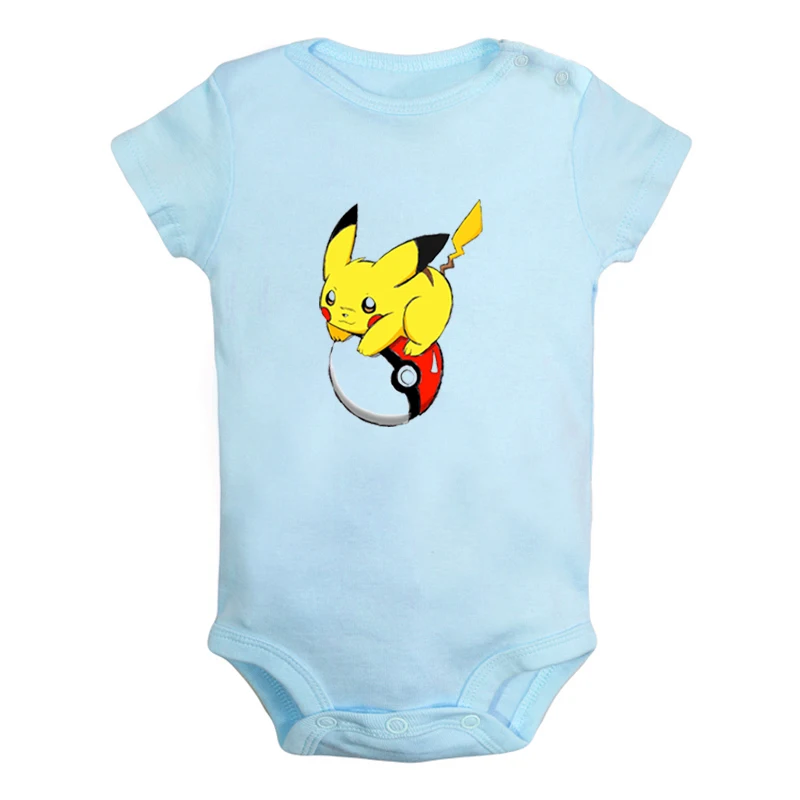 JaBaby060BLD Одежда с шапочкой Пикачу и покемонами для новорожденных мальчиков и девочек; Униформа-комбинезон с принтом; боди для младенцев; комплекты одежды из хлопка - Цвет: JaBaby060BLD