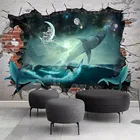 3D фотообои с изображением морского Кита, акулы, звездного неба, настенная бумага для детей, спальни, фона, настенная живопись, настенная ткань, домашний декор, Fresco