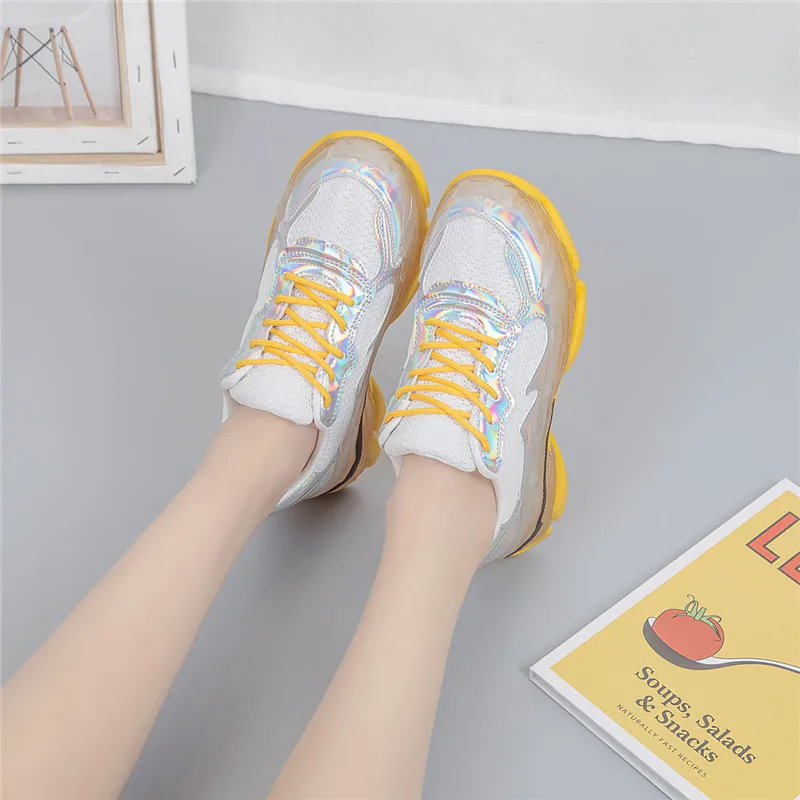 Sneakers Casual Shoes Women 2019 Diamond Sneaker Clear Platforms Bling Lace Up Thick Bottom Woman | Обувь