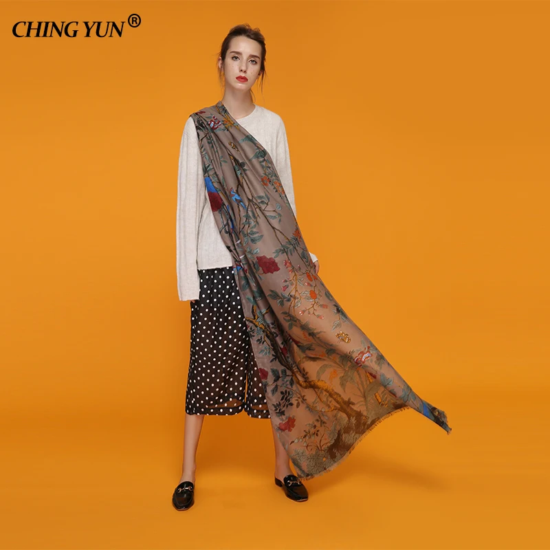 

New Fashion Women's Scarf Summer Vintage Floral printed Woman Shawl Satin Cotton Flower Ladies Scarves Long Soft Light Kerchief