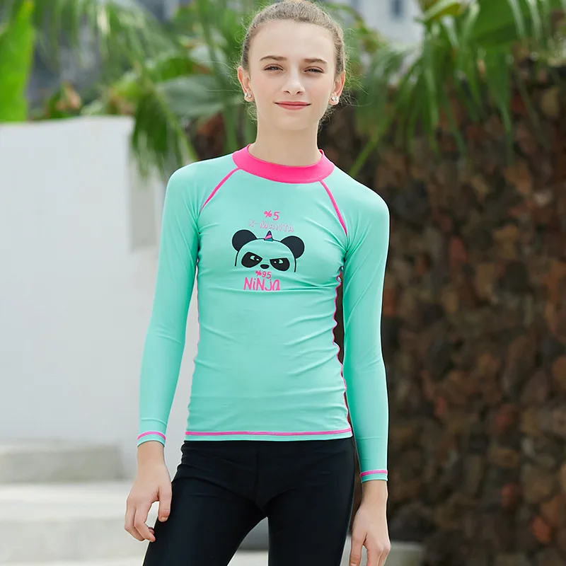 Lake Blue Молодежный купальный костюм UPF 50+ Rash Guard для девочек и мальчиков, футболка с длинными рукавами Топ, Быстросохнущий летний пляжный костюм для плавания, серфинга, дайвинга - Цвет: Lake Blue