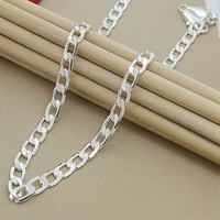 men 8mm hip hop chain necklaces 925 sterling silver jewelry aaa quality statement necklace for male 16 18 20 24 inches