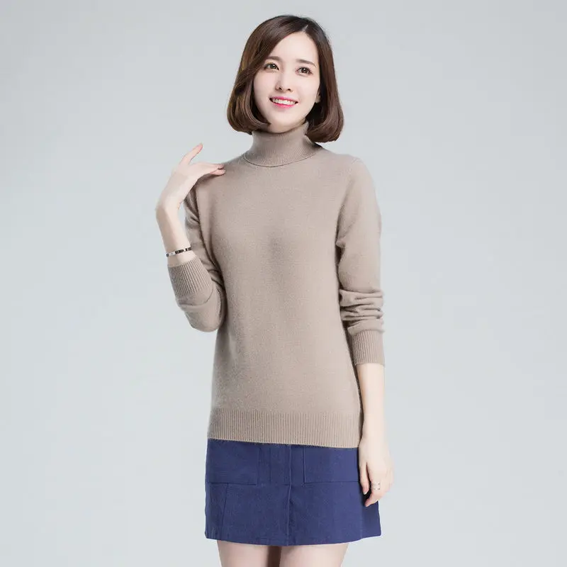High-quality female cashmere sweater high collar simple lady knitwear comfort a clothes | Женская одежда