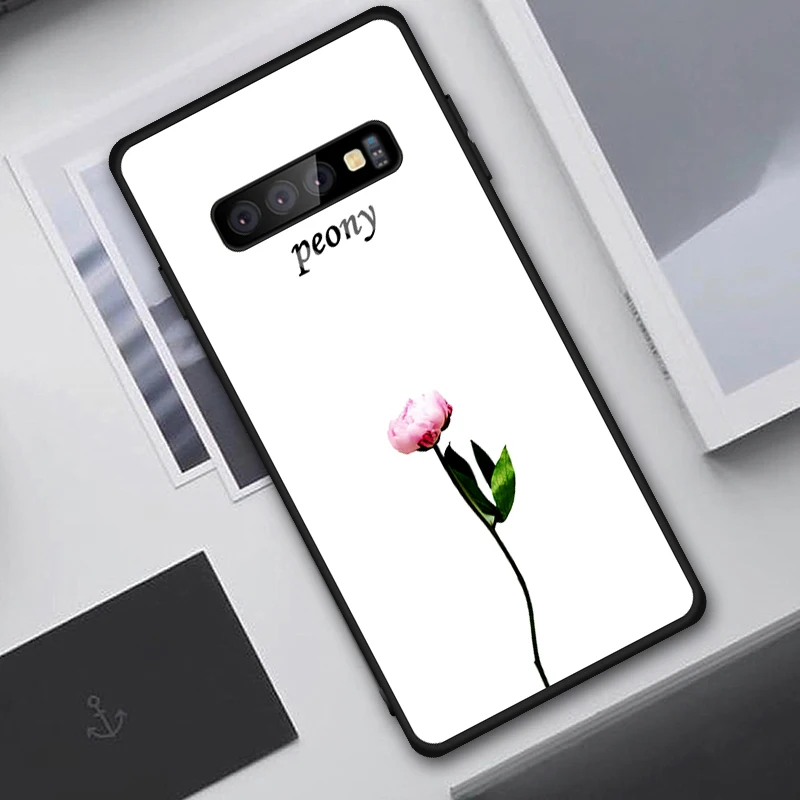 Чехол из закаленного стекла для телефона для Samaung Galaxy S10 S10E S8 S9 Plus Note 8 9 S10+ S9+ чехол с узором TPU цветок милый чехол с мягкими краями - Цвет: YiZH