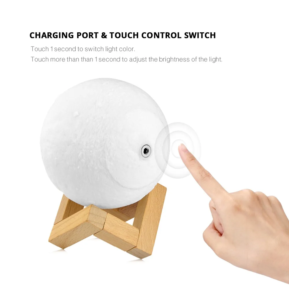 Новинка перезаряжаемая светодиодсветодиодный лампа с 3D рисунком Луны сенсорный