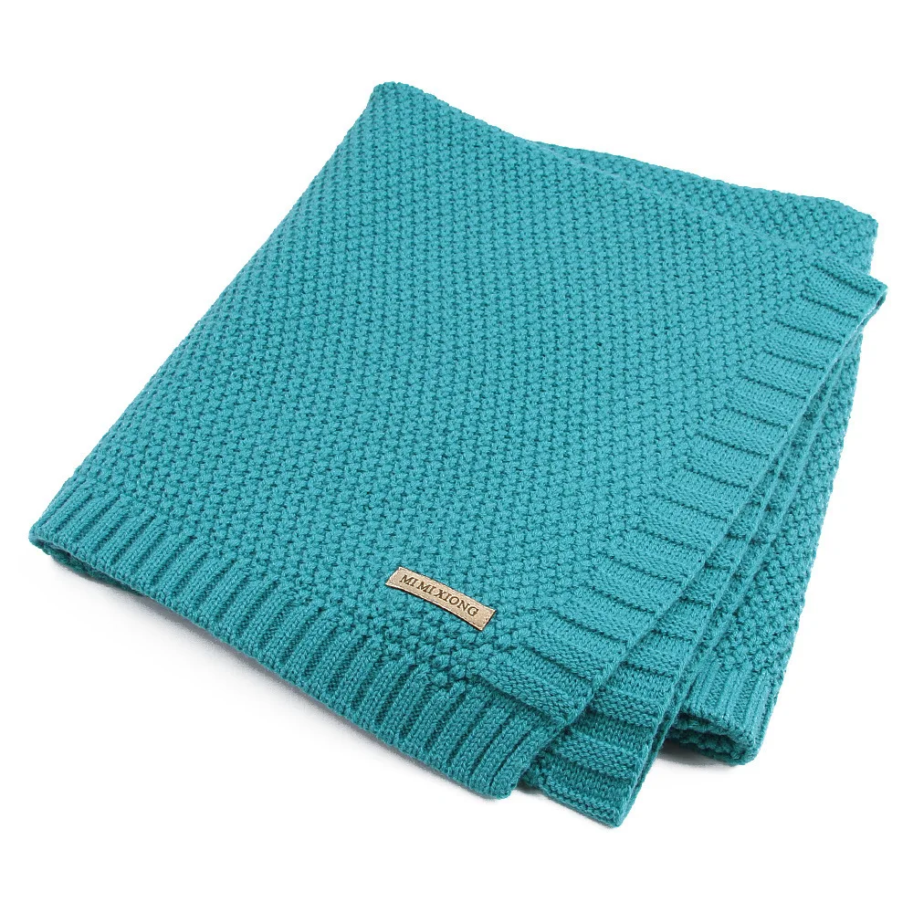 Blue and green Детский вязанный плед, Пеленальное Одеяло для новорожденных, постельные принадлежности для младенцев, одеяло для кровати, дивана, корзины, коляски, одеяло s - Цвет: Blue and green