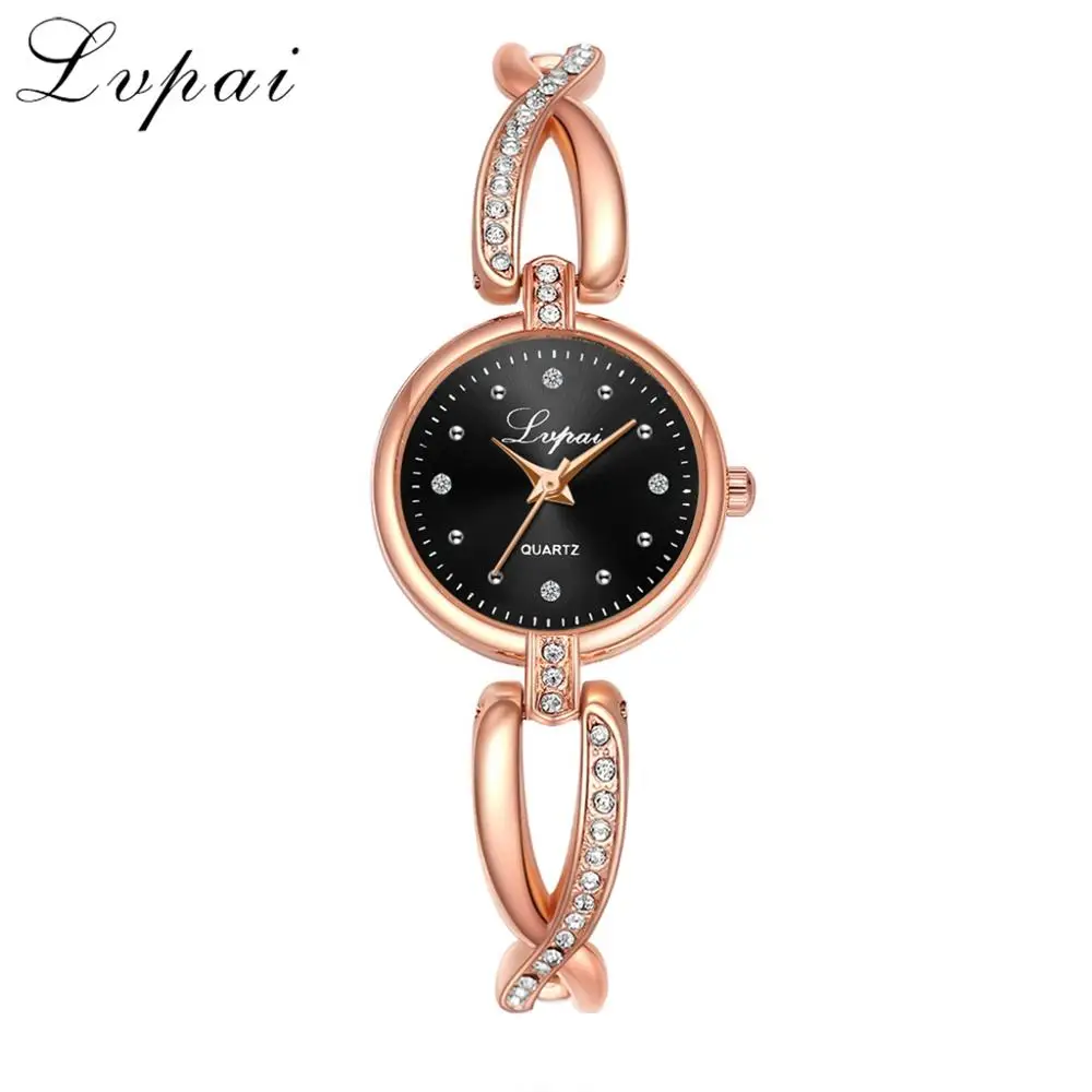 Rose Gold Black P894 Lvpai новые модные часы со стразами женские роскошные брендовые дамские часы из нержавеющей стали Кварцевые часы reloj mujer - Цвет: Rose Gold Black P894