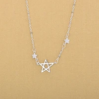 fashion women collar necklaces silver color triple crystal star pendant necklaces jewelry