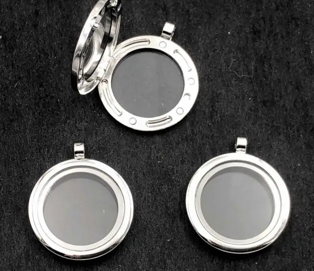 50PCS/lot 30MM Round Plain Silver Color Glass Magnetic Memory Pendant Floating Locket Fit For Floating Locket Charms