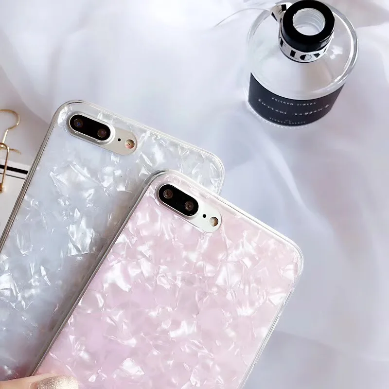 Розовый камея в виде ракушки блеск Роскошный чехол для телефона iphone 6 S 7 8 10 X XS Max Xr