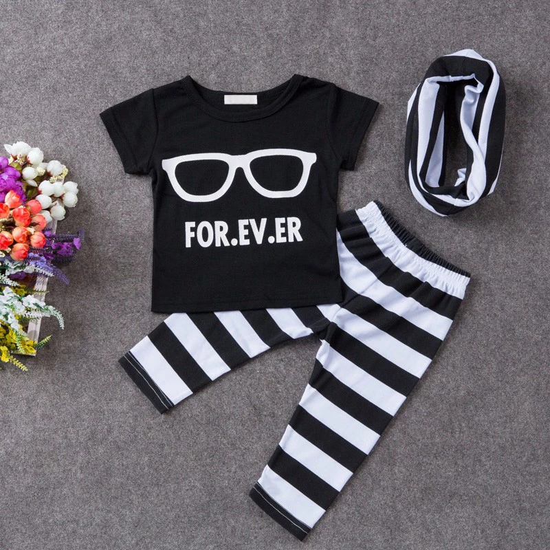 2017 летняя одежда для малышей очки Режим футболка с короткими рукавами + штаны в