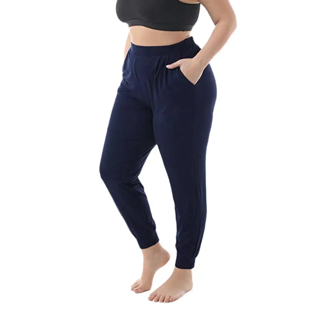 Брюки Женские однотонные с эластичным поясом повседневные свободные штаны