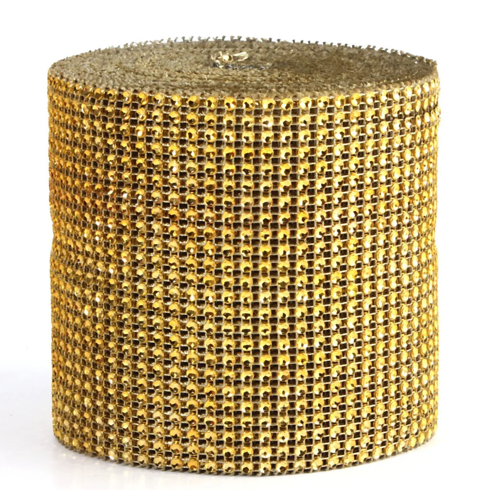 10 ярдов Золотой алмаз горный хрусталь кристалл рулон Свадебная вечеринка лучшее украшение акция Большая