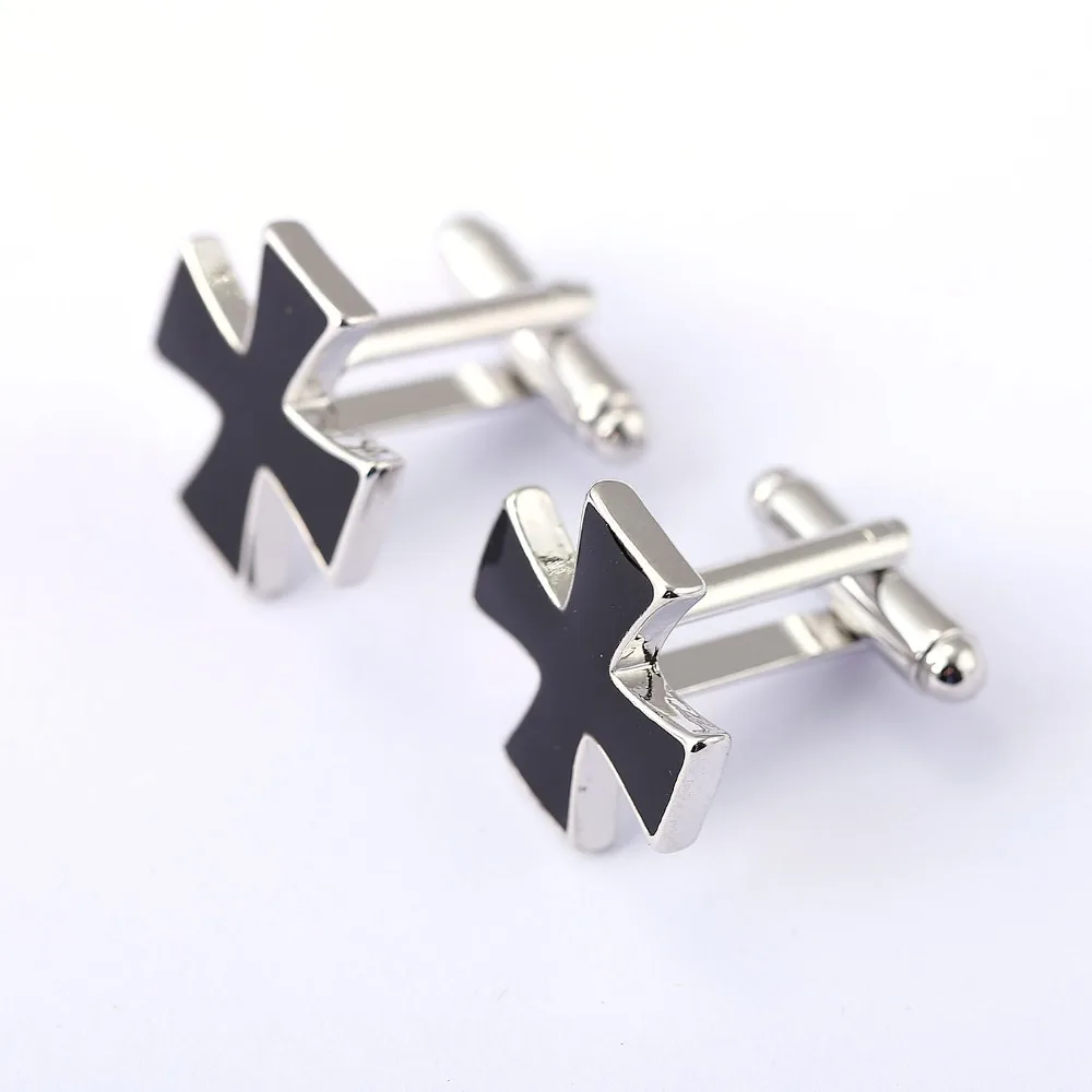 

Black Cross Enamel Cufflinks For Men Shirt Male Fashion Design Zinc Alloy Cuff Link Jewelry Wedding Business Xmas Gifts