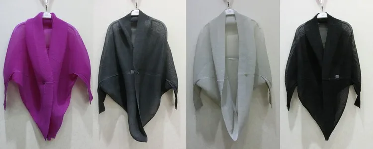 Changpleat, осенняя Женская шаль на одной пуговице, куртки Miyak, плиссированный дизайн, длинный рукав, однотонное Женское пальто, кардиган, модный стиль