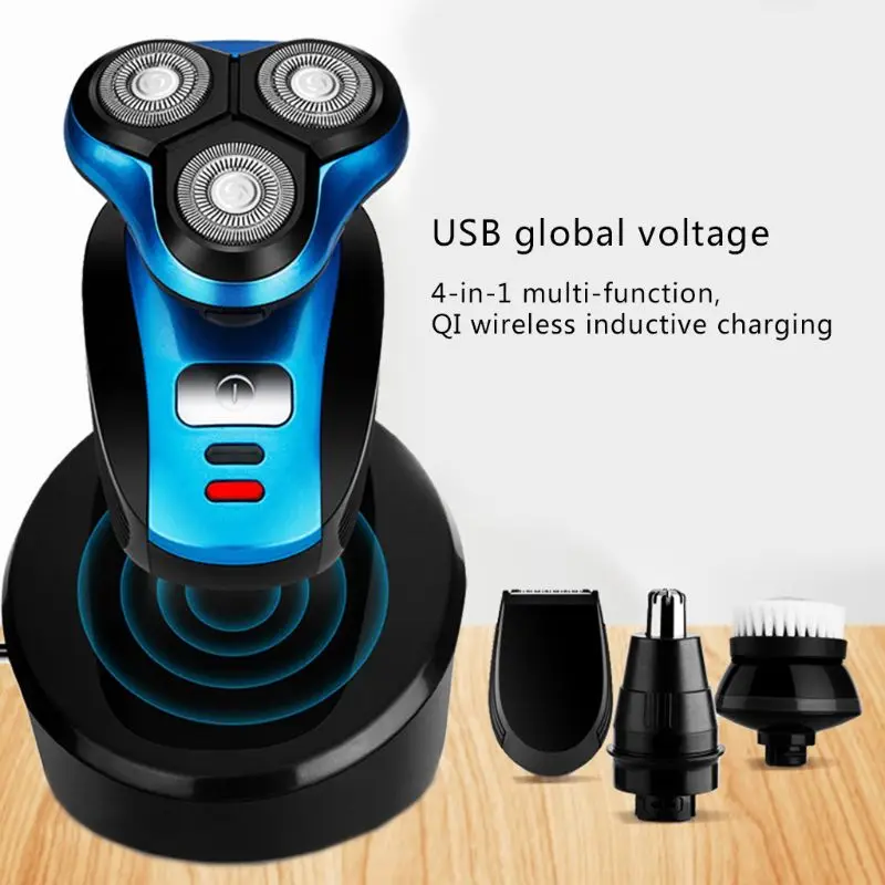 Электробритва с беспроводной зарядкой от USB для мужчин, плавающая головка с тремя лезвиями, Электрический станок для бритья, перезаряжаемые бритвы, уход за лицом