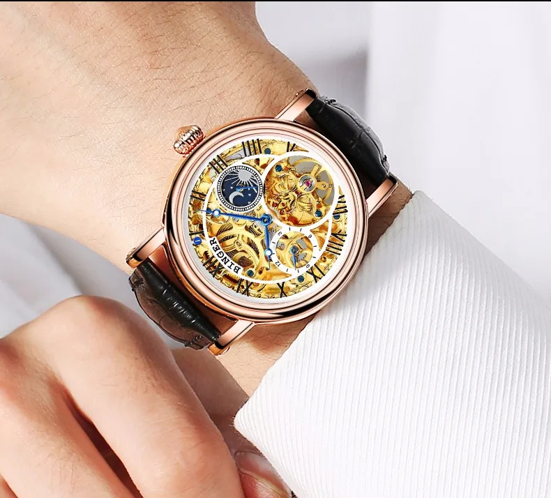 Скелет Мужские часы лучший бренд класса люкс Tourbillon Автоматические Мужские механические часы бизнес кожа водонепроницаемые часы Relogio