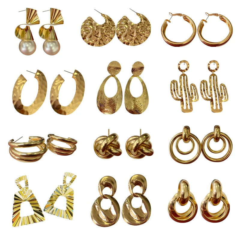 Neatear 2019 модные золотые женские серьги 2 большие геометрические для женщин в форме