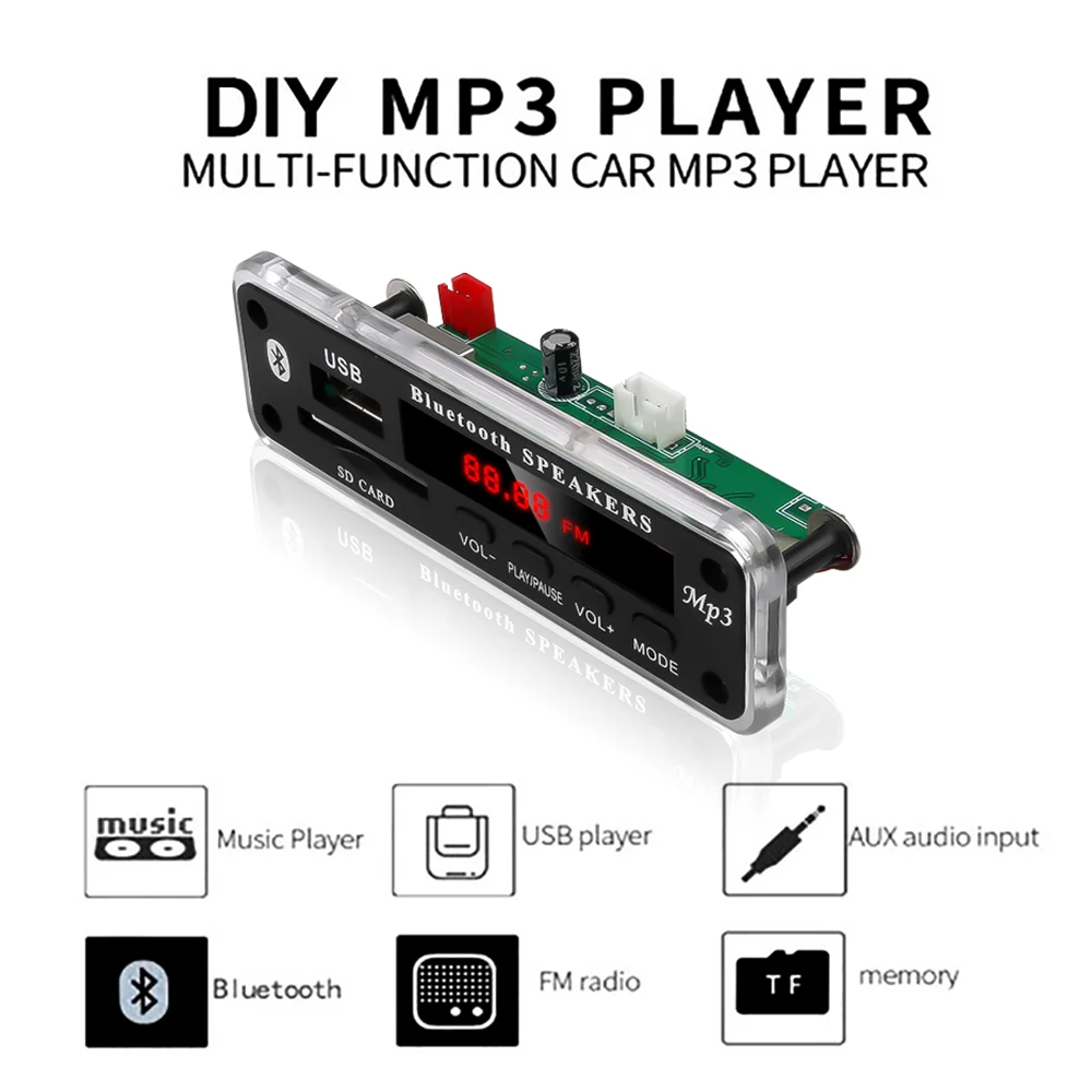 Автомобильный Bluetooth MP3 WMA декодер KEBIDU 12 В плата аудио модуль USB SD AUX FM радиомодуль