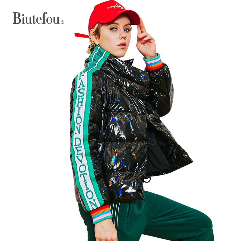 2018 Осенне-зимняя обувь сращены металл цвет пуховики Женская мода белая утка вниз