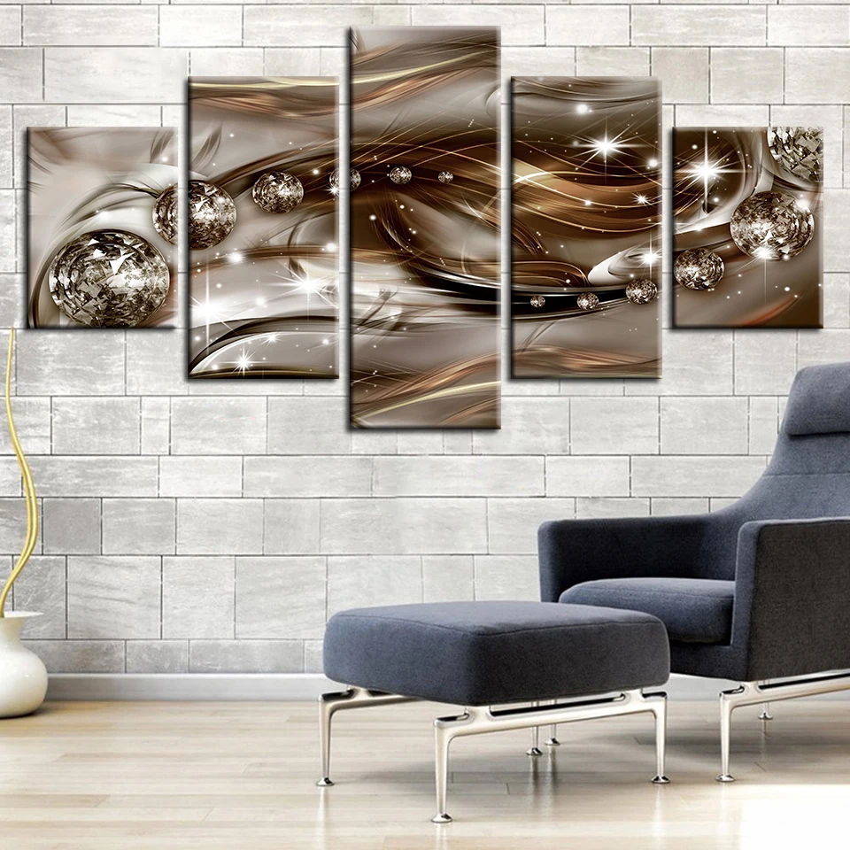 Lienzo abstracto pintura pared arte óleo póster Modular Imagenes 5 paneles grandes petes para sala de estar decoración del|Рисование и