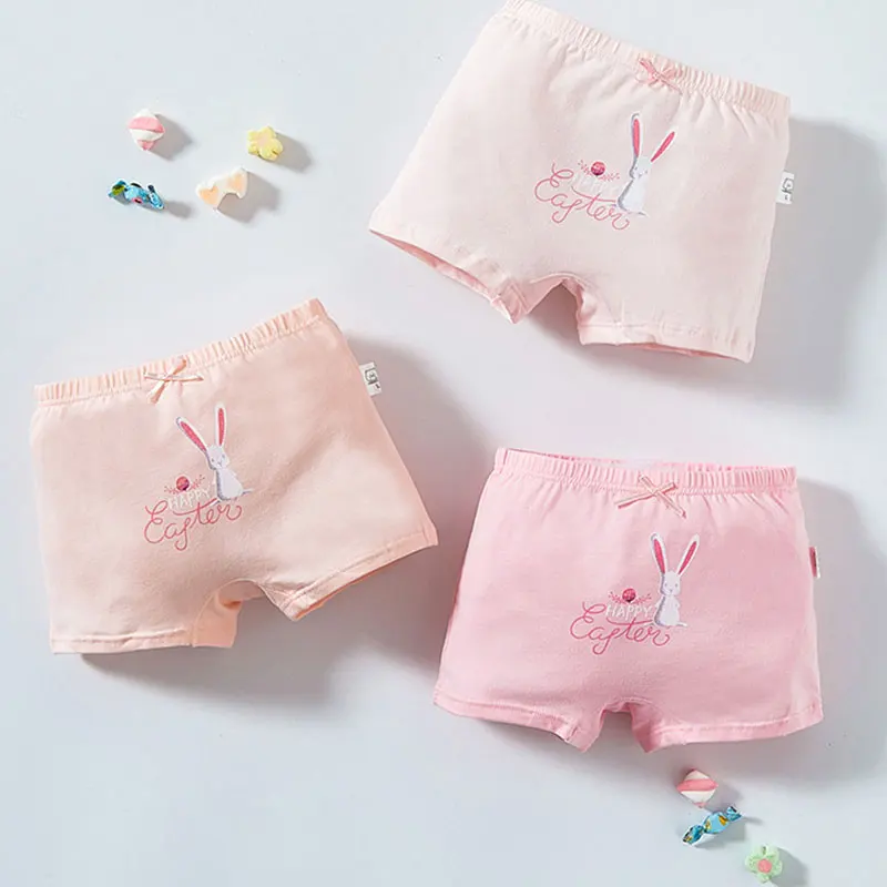 02 Happy bunny Розовые хлопковые шорты для девочек с рисунками из мультфильмов детское нижнее белье с четырьмя углами противоскользящие леггинсы для маленьких девочек - Цвет: 02 Happy bunny