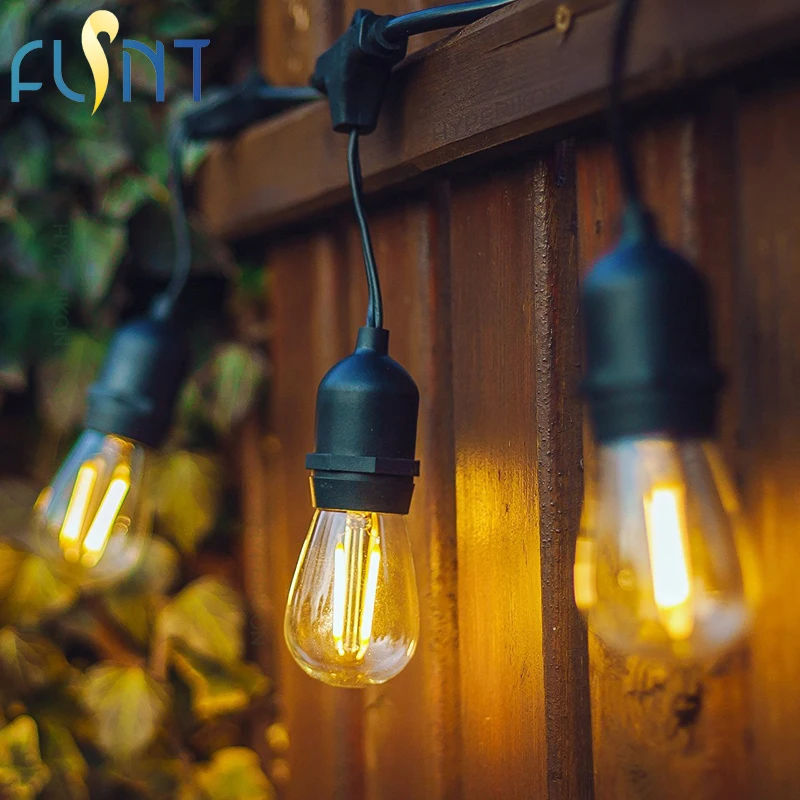 15m retro LED filament S14 G45 bulb light string US plug outdoor waterproof courtyard Christmas decorative lamp garden IP65 | Освещение