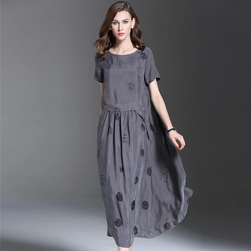 2016 летнее Новое модное женское платье с принтом в горошек короткими рукавами