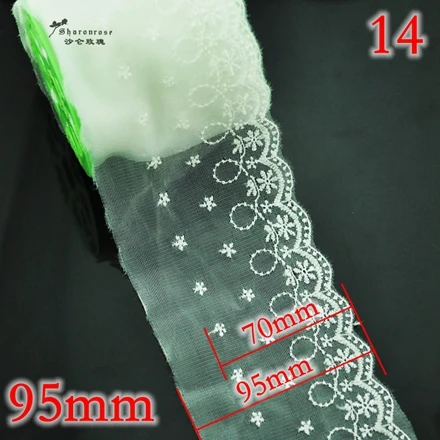 14 White 95mm 3 м/лот тесемка шнурка полиэфира вышитые Чистая кружевная отделка для шитья одежды/скрапбукинга/Свадебные вечерние украшения - Цвет: 14 White 95mm