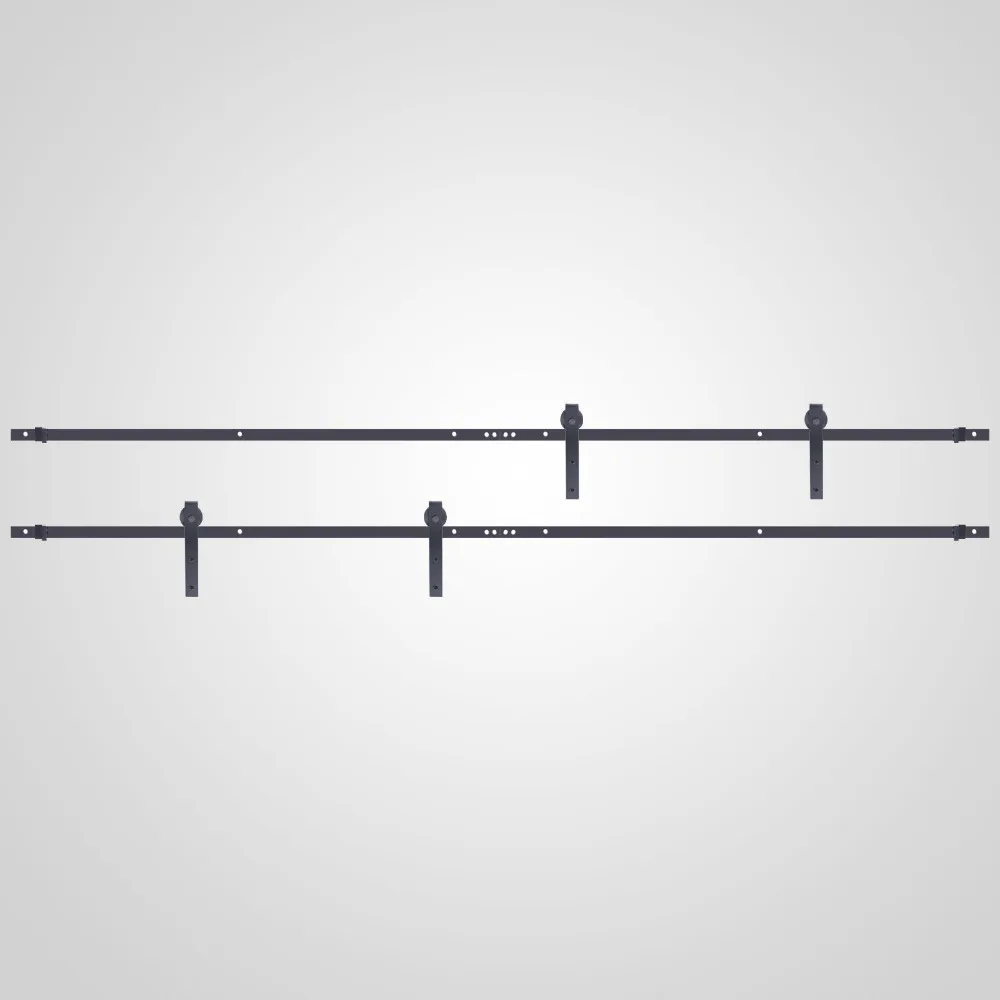 10FT Двойные Раздвижные Сарай Древесины Двери Шкафа Аппаратного Трек Система