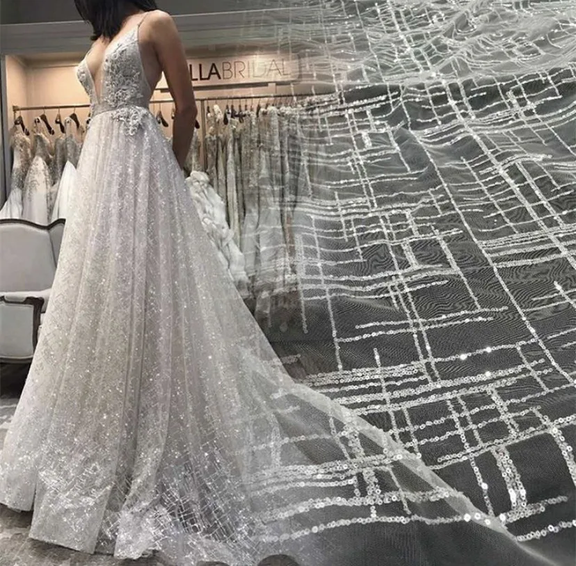 2019 LFY Hot 5 yard African sequins french embroidery tulle lace fabric wedding party gown DIY cloth garment | Дом и сад