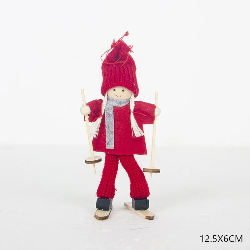 4-skiing C Год Noel Рождественские куклы Ангел подвеска с Санта-Клаусом украшения Рождественская елка украшения для дома дети натальный подарок ремесло - Цвет: 4-skiing C