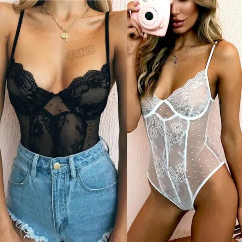 HIRIGIN женское сексуальное нижнее белье Тедди Babydoll пуш ап Кружевное боди стринги