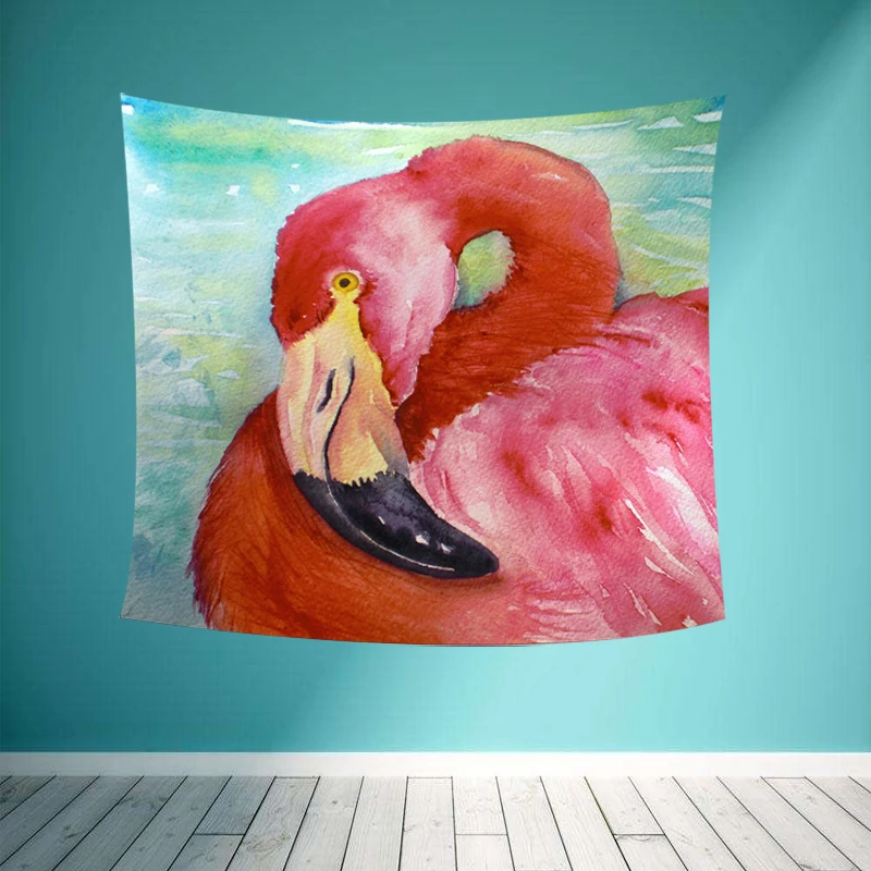 Настенный гобелен с принтом розового фламинго полиэстер коврик для йоги