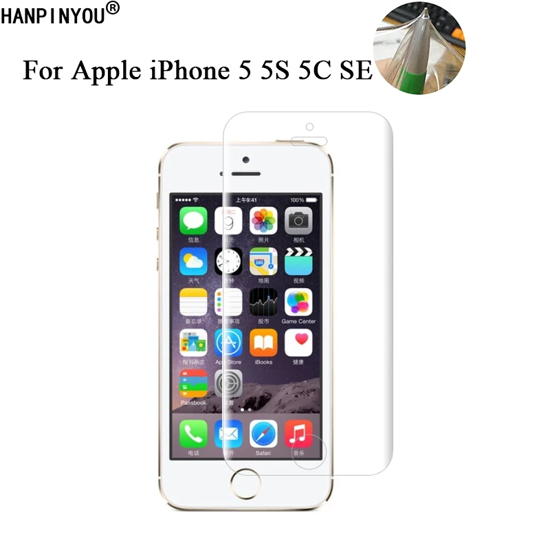 

Мягкая Передняя защитная пленка из ТПУ для Apple iPhone SE / 5 / 5S / 5C 4,0 дюйма, прозрачная защитная пленка + инструменты для очистки