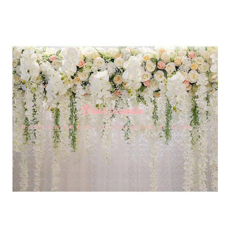 flower Backdrops Цветы гирлянда Настенный декор День Рождения фотография фон Свадебные украшения фоны для студии вечерние принадлежности - Цвет: flower Backdrops