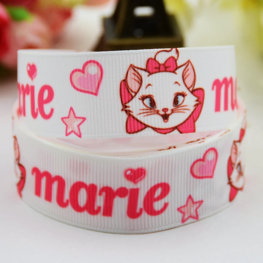 X 00983 7/"(22 мм) вечерние атласные ленты Marie Cat с принтом героев мультфильмов, 10 ярдов - Цвет: X 00983
