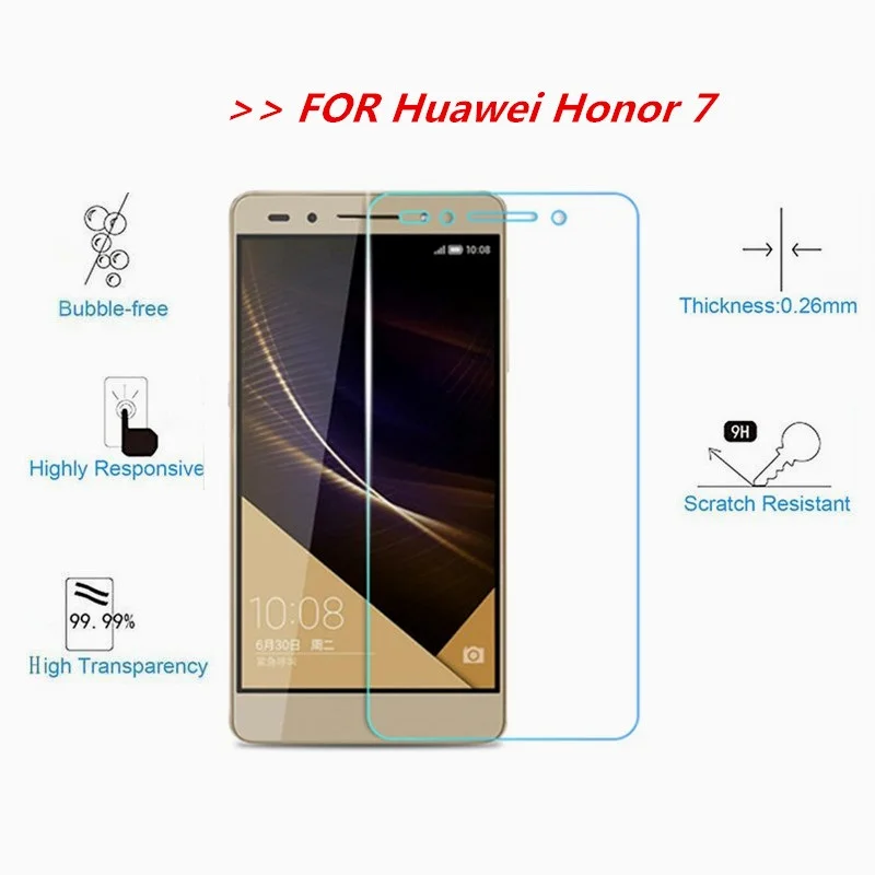 2 Pieces Tempered shockproof Glass For HUAWEI Honor 7 screen protective smartphone toughened case 9H on 5.2 inch thin clear | Мобильные