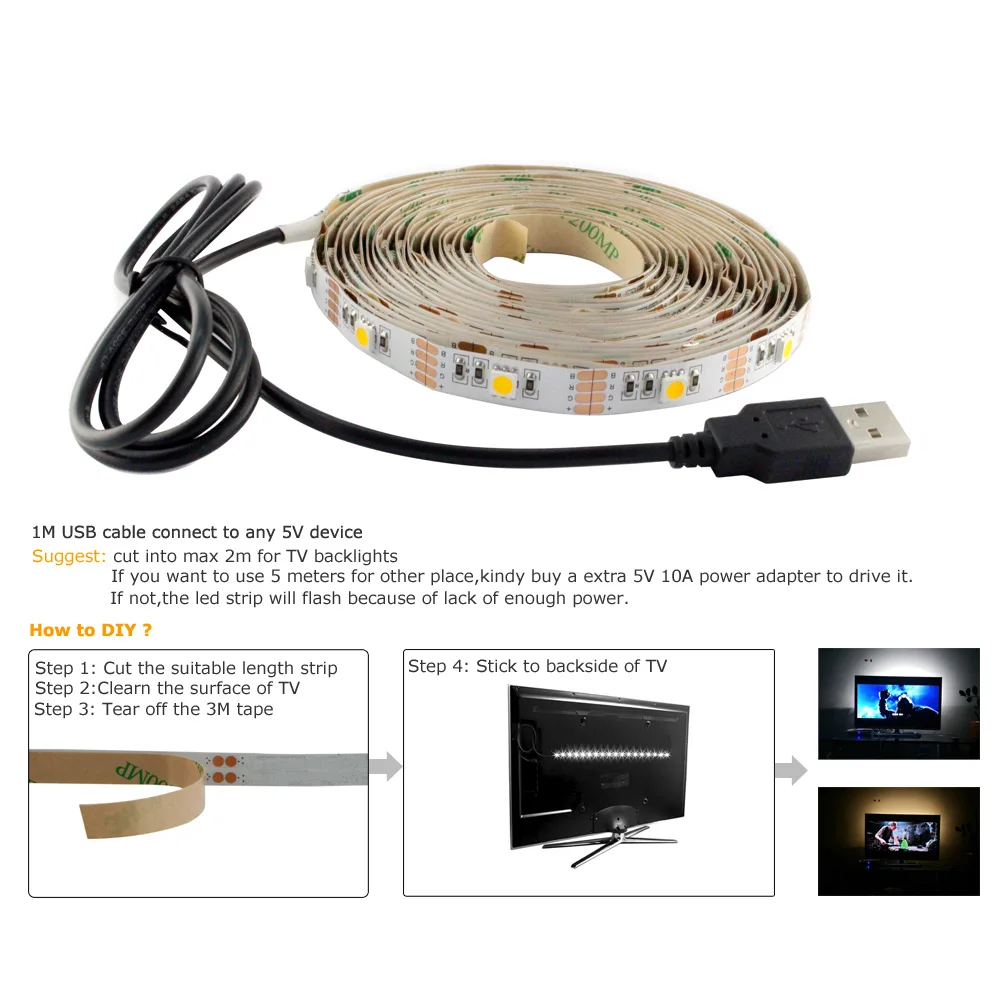 USB Светодиодные ленты 5V RGB Тира usb портами и светодиодным индикатором лента ТВ