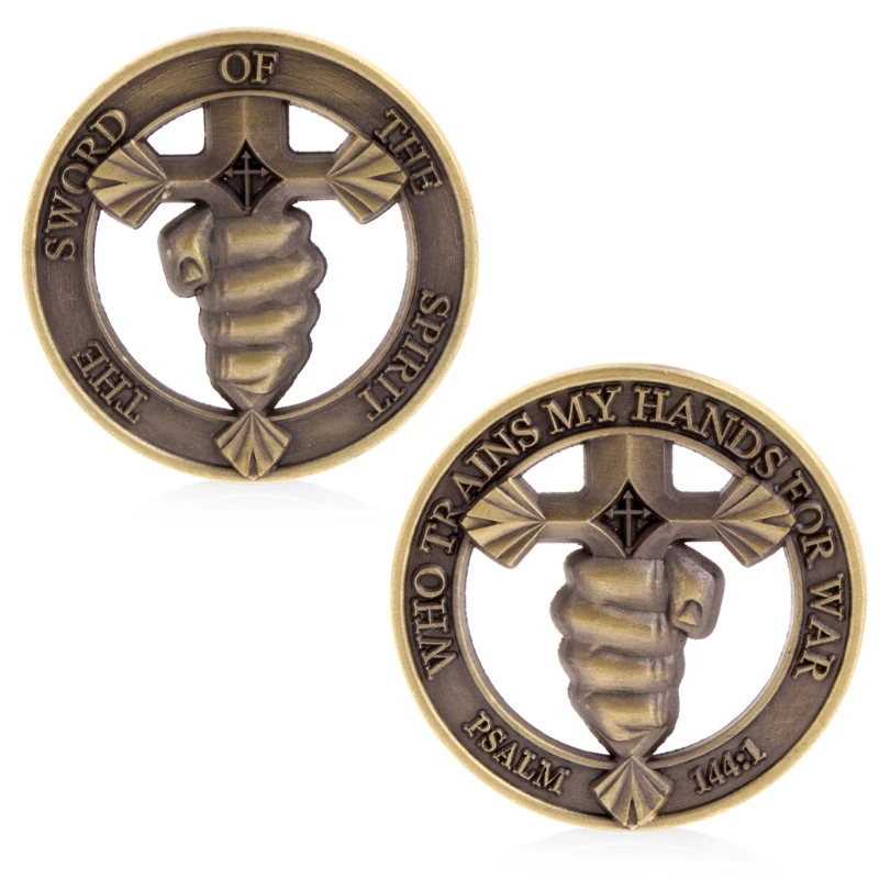 

Sword Of The Spirit Commemorative Challenge Coin Collection Souvenir Token Gift Bible Cross Commemorative Coin Non Currency Coin