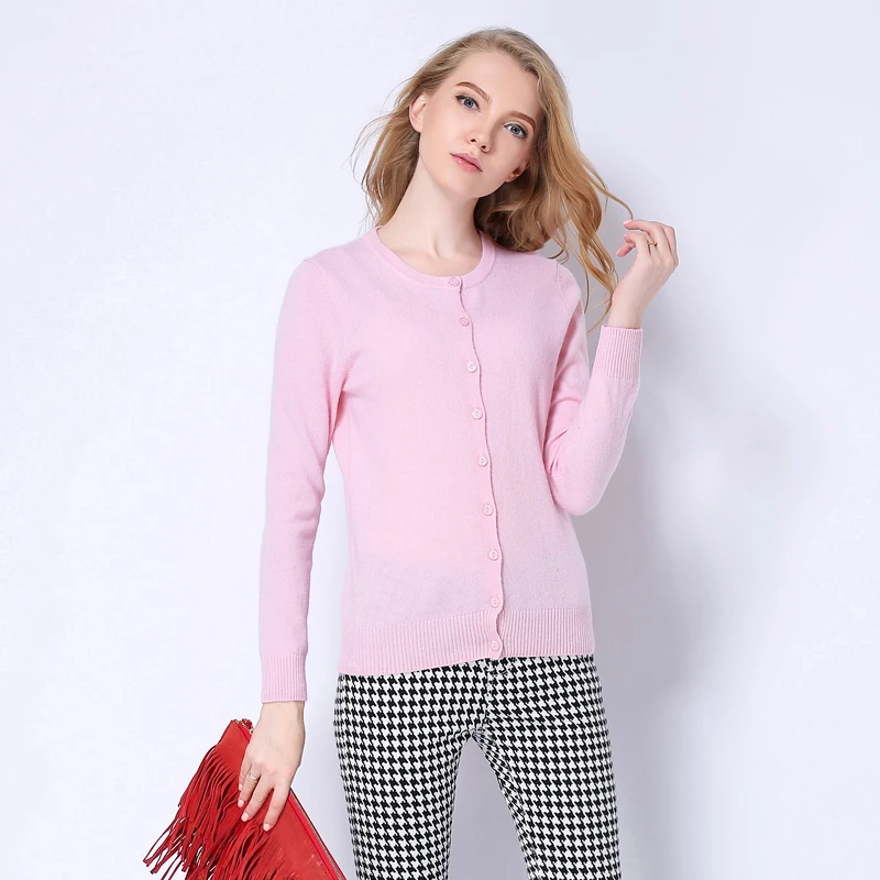 Ladies 2016 New Fashion Long Sleeve Cashmere Cardigan For Women Spring Autumn Knitted Crewneck Slim Sweater Female Tops |